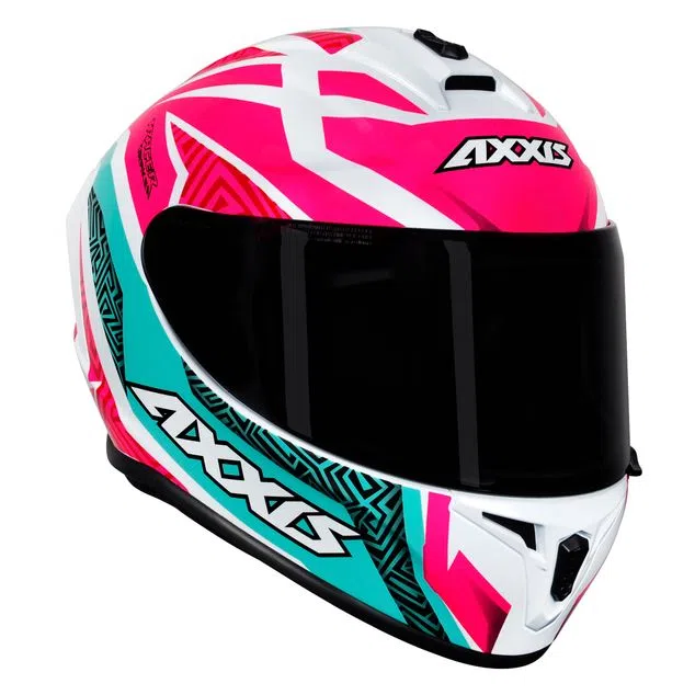 CAPACETE AXXIS DRAKEN TRACER GLOSS WHITE/TIFANY/PINK
