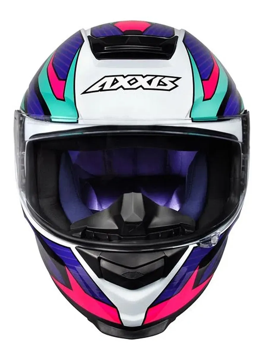 CAPACETE AXXIS EAGLE POWER GLOSS WHITE/PURPLE/TIFANY